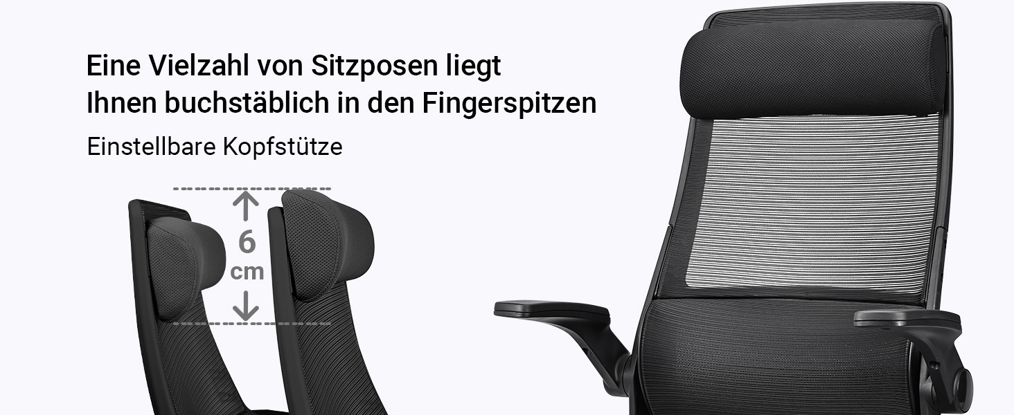 Ергономічне крісло для офісу з регульованою підголовником, офісне крісло з сітки, відкидні підлокітники, широке сидіння, функція гойдання, комп'ютерне крісло EN 1335, офісне крісло 200 кг, чорне