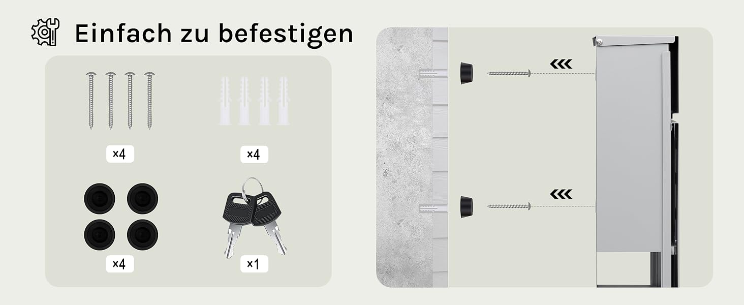 Поштовий ящик WOLTU XXL з відділенням для преси, захистом від реклами, оглядовим вікном, замком (2 ключі), антрацит (сірий) 37x37x10.5 см