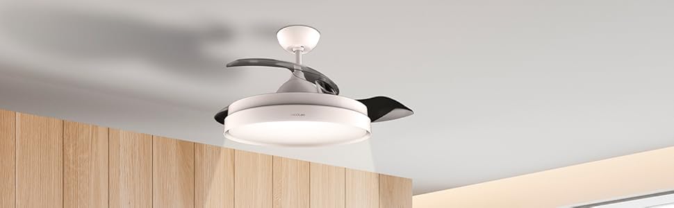 Вентилятор стельовий Cecotec EnergySilence Aero 470, 55 Вт, з пультом, діаметр 106 см, 3 лопаті, 3 швидкості, функція обігріву (діаметр 132 см), сірий/білий