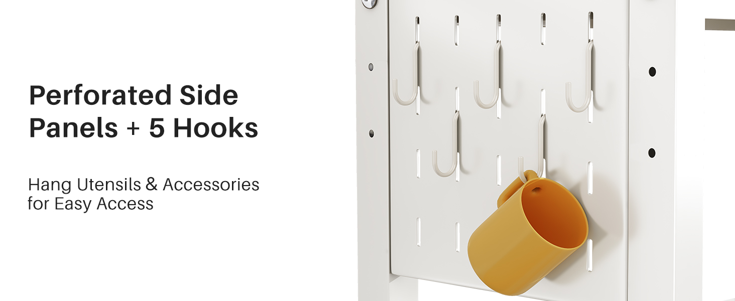 Поличка для мікрохвильової печі SAYZH, 2-рівнева розширювана, з 10 гачками, для кухні, чорна (біла)