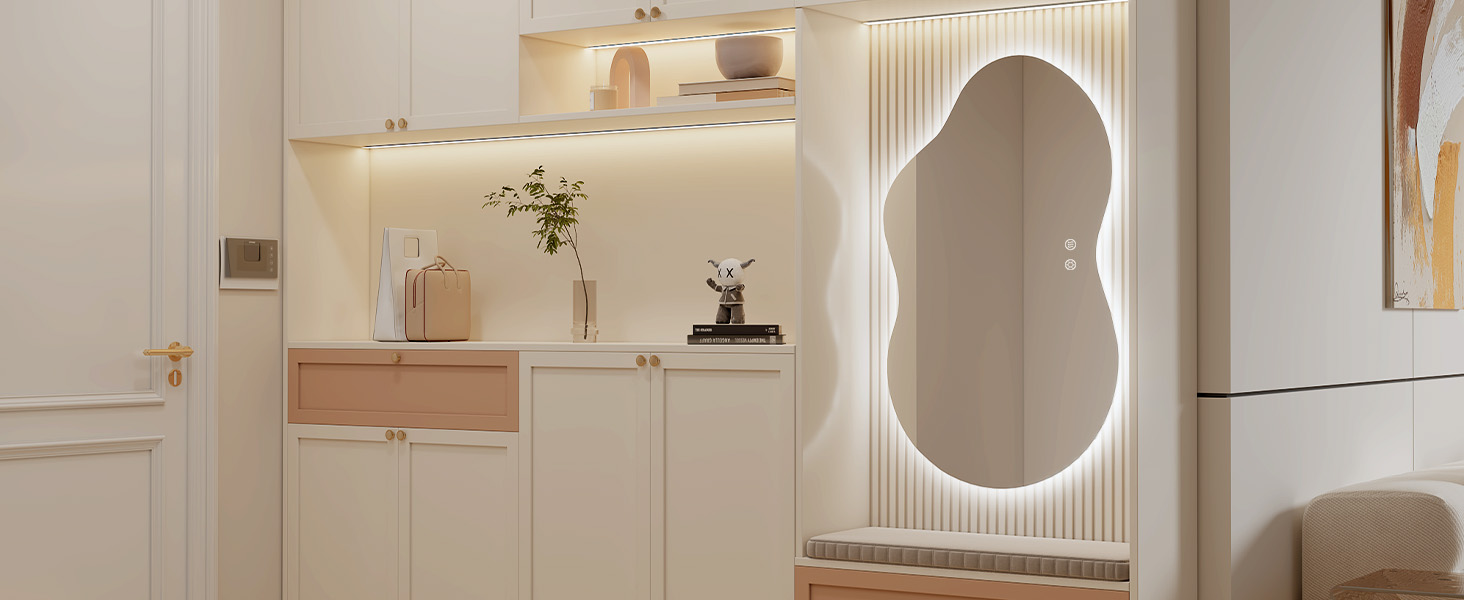 Дзеркало для ванної кімнати з підсвічуванням, без рами, 50x75 см, арочне, антизапар, сенсорний вимикач, регульована яскравість, 3 кольори світла