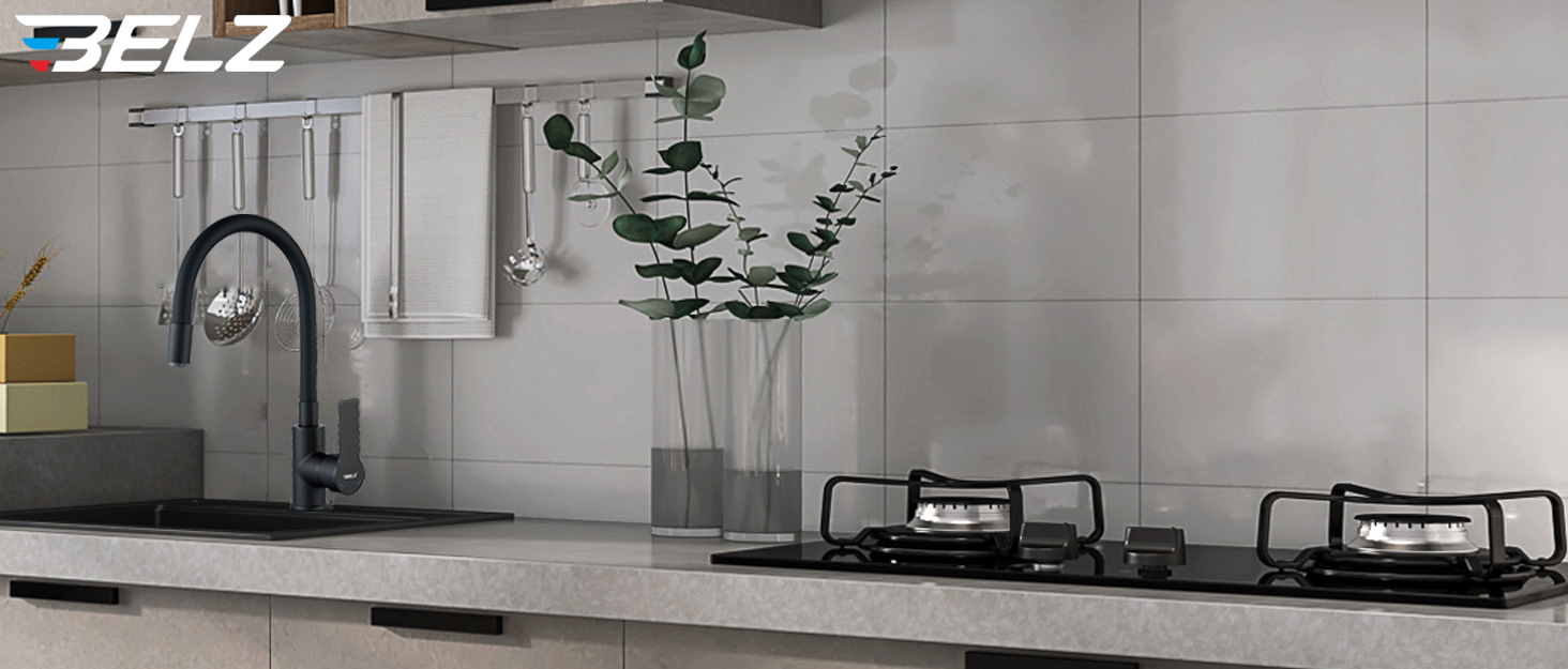 Змішувач для кухні BELZ з висувною лійкою, 3 режими, поворотний на 360°, нержавіюча сталь SUS304, матовий нікель