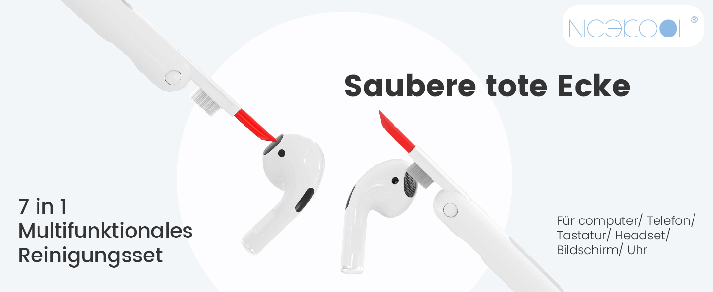 Набір для чищення клавіатури та навушників: щітка, стилус, 7 в 1. Підходить для AirPods, ноутбуків, телефонів, моніторів.