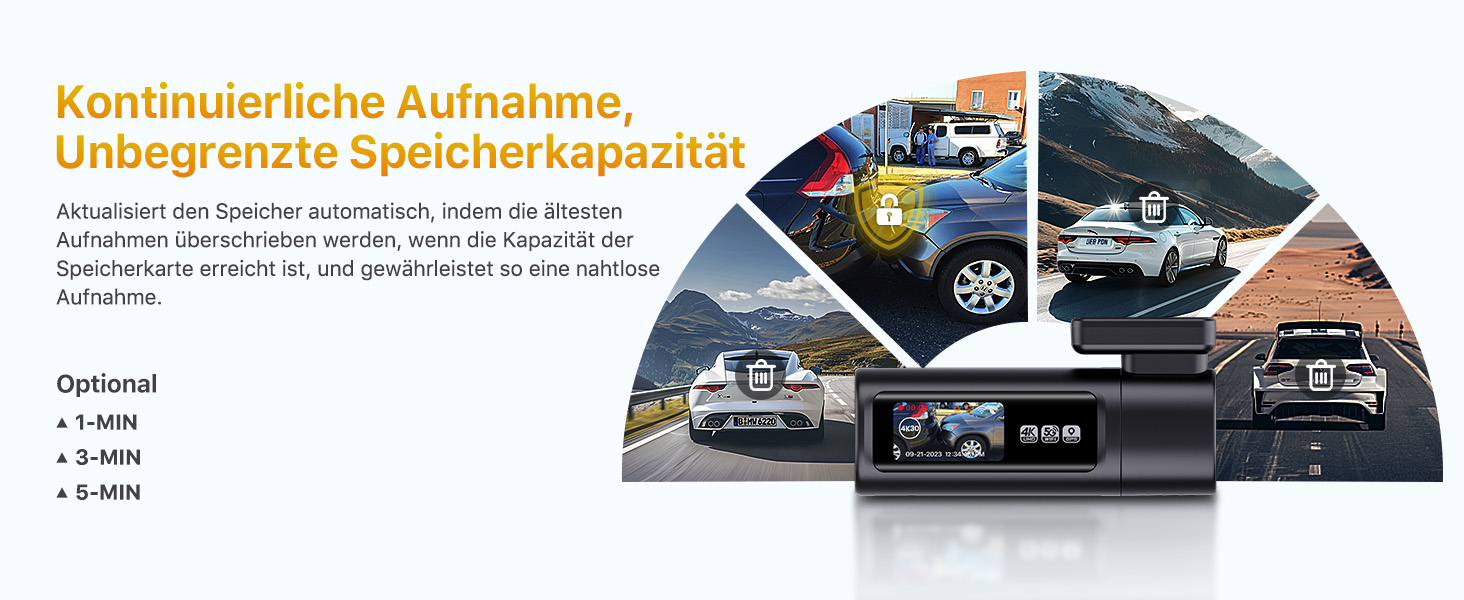 Відеореєстратор GKU 4K+2.5K з Wi-Fi 5GHz, GPS, Нічне Бачення STARVIS, IPS-дисплеєм 1.5', 24h парковка, 360° обертання, 64GB SD-карта, чорний