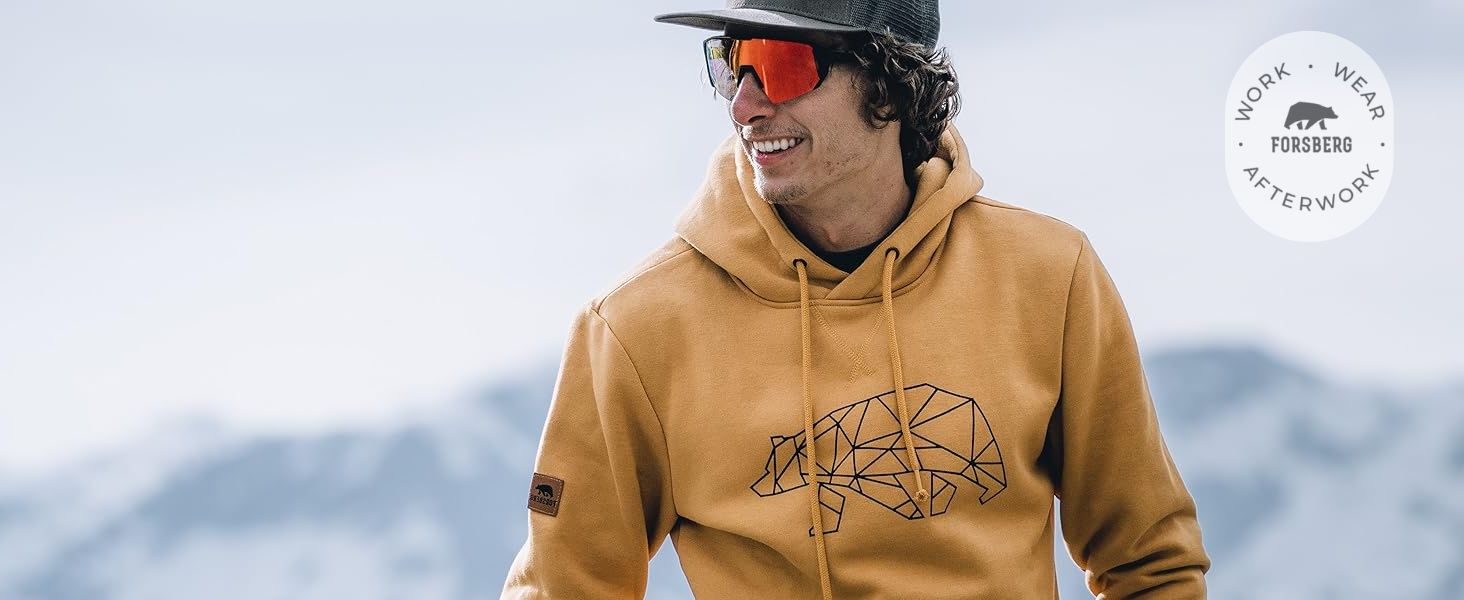 Чоловіча толстовка FORSBERG Pettarson з ведмежим логотипом | Скандинавський стиль | Коллекція на всі сезони | Для відпочинку, роботи, активного відпочинку | Жовтий