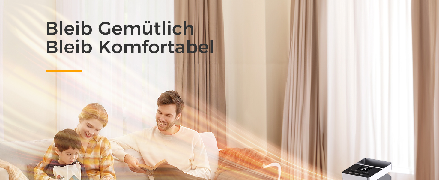 Електричний обігрівач QEXREED 2000W з PTC термостатом, 4 режими, таймер 24 год, дистанційне керування, захист від перегріву та перекидання, для дому та офісу