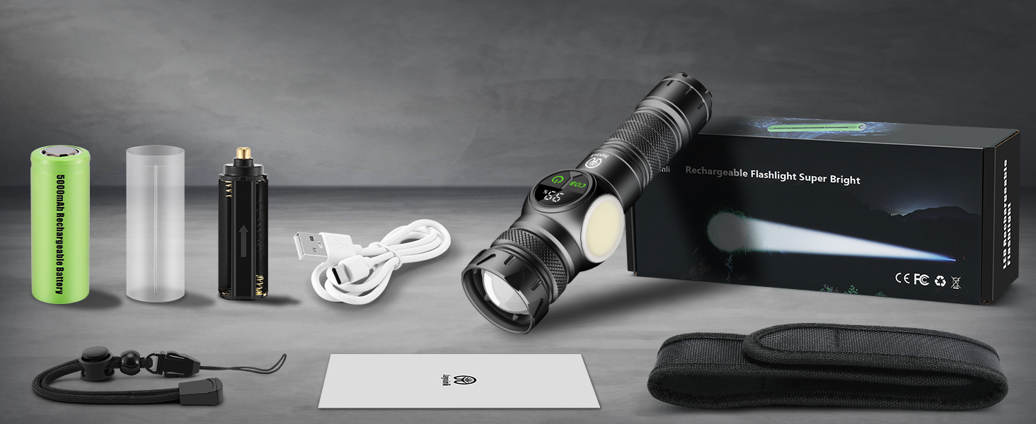 Ліхтар LED акумуляторний 100000 люменів з магнітом, потужний, з акумулятором 5000mAh, LCD-індикатор заряду, 9 режимів, Zoom, для кемпінгу, туризму, активного відпочинку, надзвичайних ситуацій