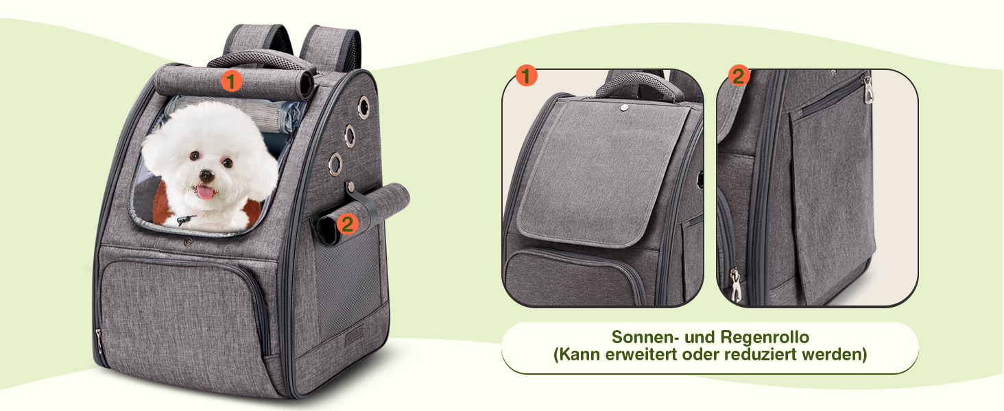 Рюкзак для котів та собак ALLSOPETS, складний, дихаючий, з сонцезахистом, для маленьких котів та собак, ідеальний для подорожей, кемпінгу та піших прогулянок (Беerenроже)