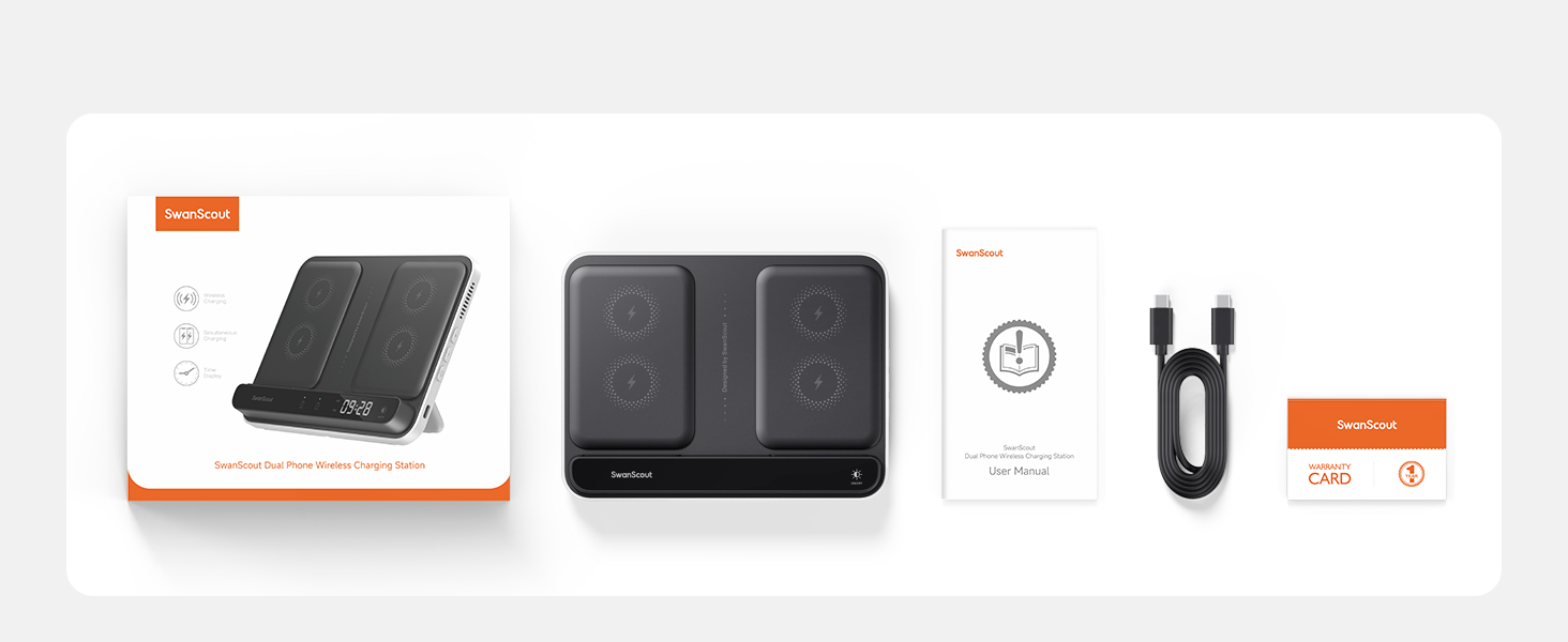 Бездротовий зарядний пристрій SwanScout 710S для Samsung Galaxy S25 Ultra/S25/S24, iPhone 17/16/15, Galaxy Watch 8/8 Classic/7/Ultra