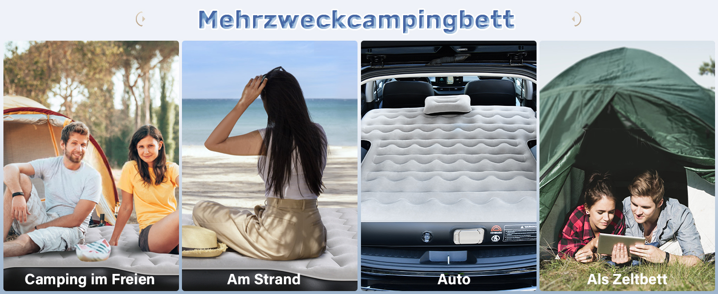 Автоматичний надувний матрац для заднього сидіння авто Coverado - з вбудованим насосом та подушками. Універсальний, підходить для більшості авто та SUV.