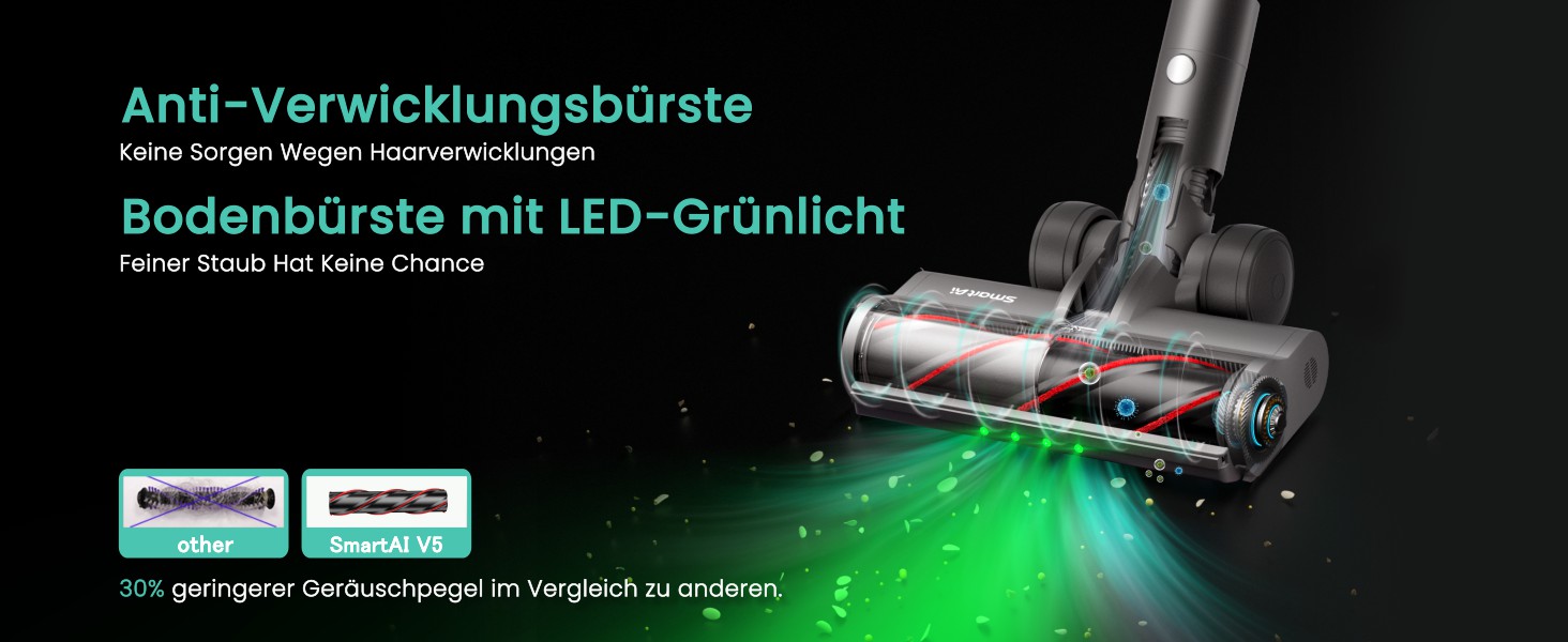 Бездротовий акумуляторний пилосос SmartAI V5 з автоматичним режимом, 55Kpa, 600W, 80 хвилин роботи, для килимів, шерсті тварин та твердих поверхонь