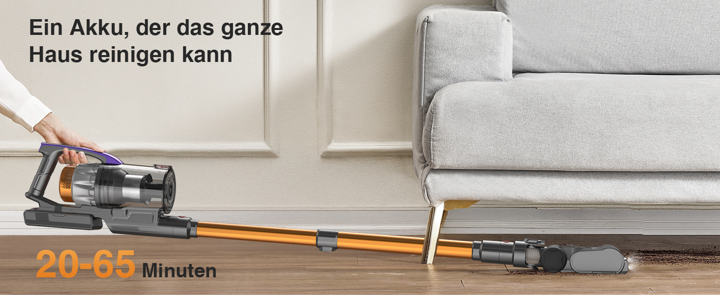 Бездротовий акумуляторний пилосос CHEBIO 580W з LED-дисплеєм, антизаплутувальною насадкою та потужністю 48000Pa. Підходить для прибирання підлоги, килима та шерсті тварин.