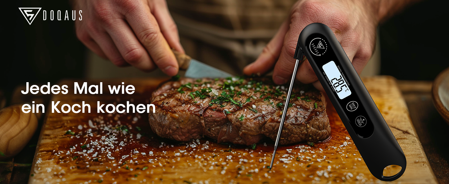 Цифровий кухонний термометр DOQAUS для приготування м'яса, випічки та грилю з LCD екраном