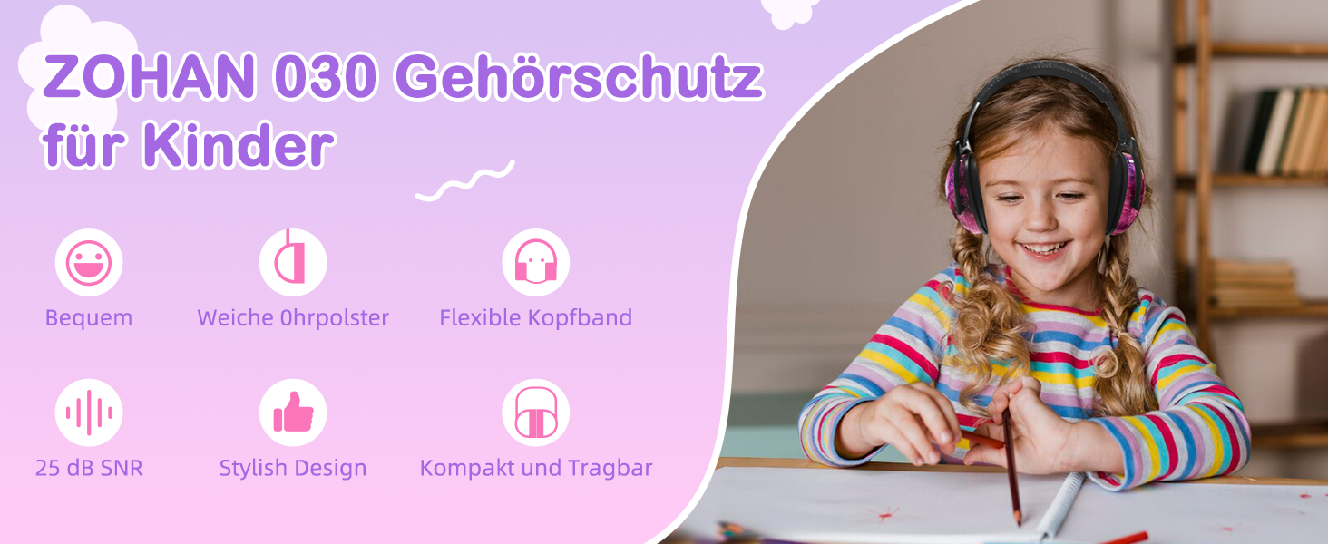 Навушники для захисту від шуму ZOHAN 030 для дітей 3-18 років, для дітей з аутизмом, для школи, концерту, галактичний дизайн