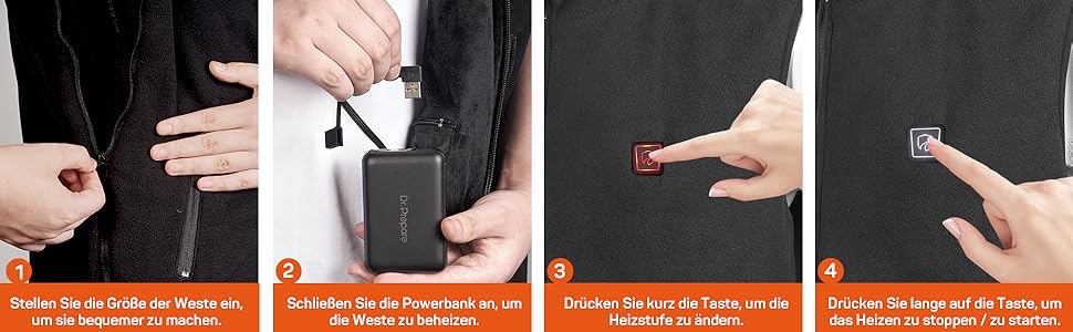 Електрична гріюча жилетка Dr. Prepare для чоловіків та жінок, унісекс, з акумулятором, XL, флісова (без Powerbank)