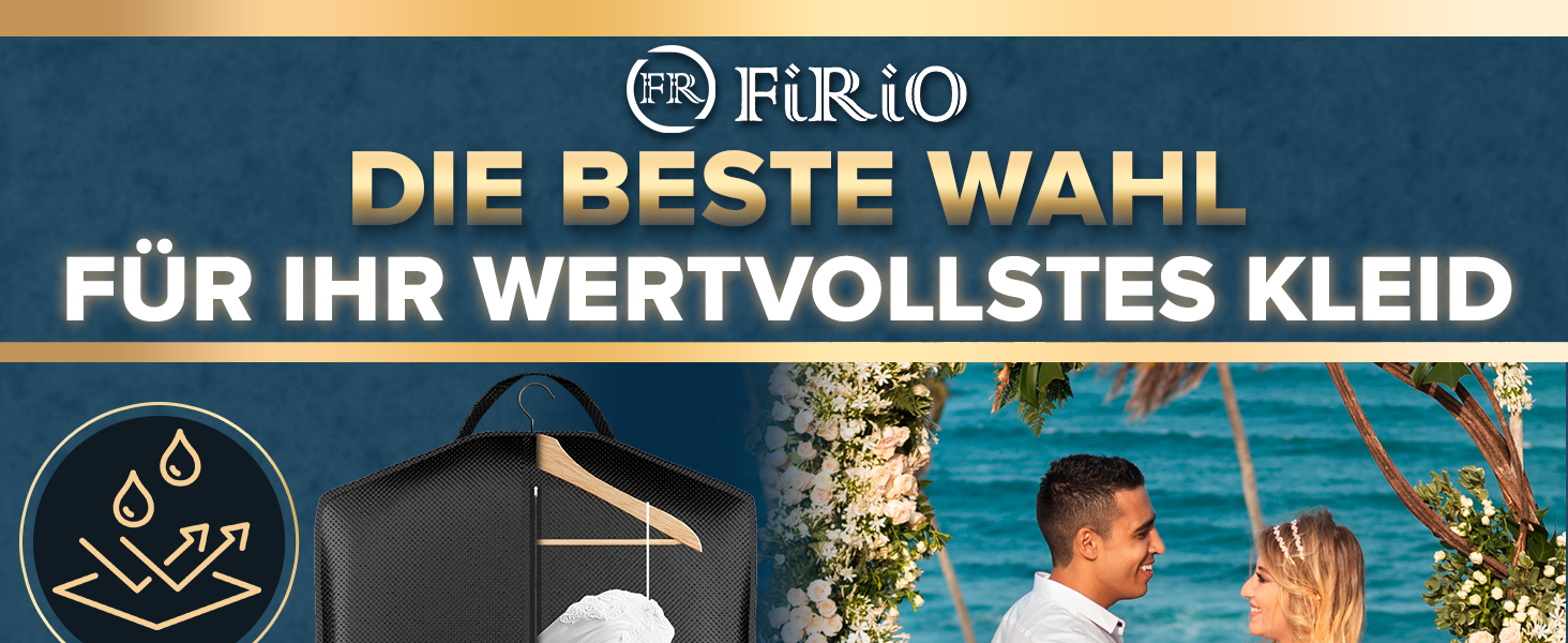 Чохол для одягу FiRiO® Premium, 180 см, чорний - для весільних та довгих суконь, пальто, зберігання та подорожей