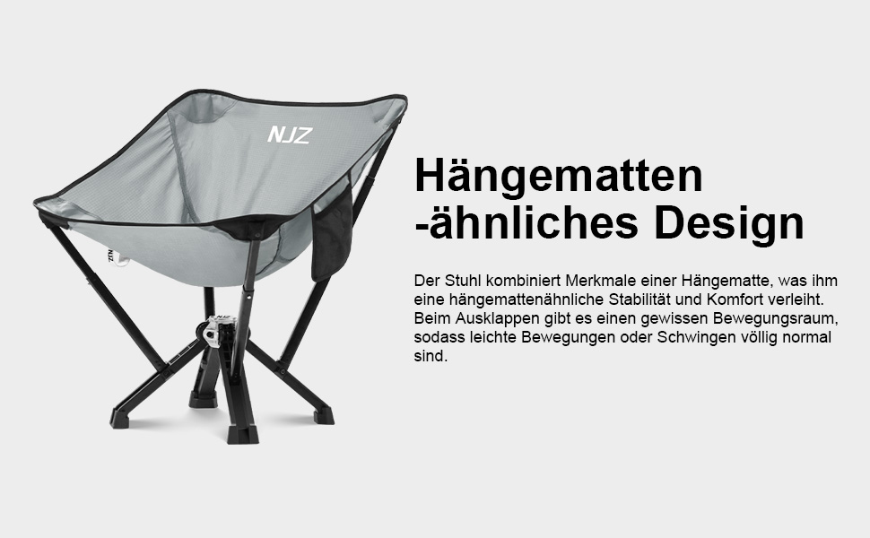 Крісло для кемпінгу NJZ 200-600LBS: складне, міцне, легке, для відпочинку на природі, риболовлі, саду та пікніків (срібний)