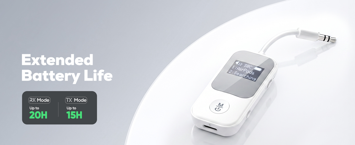 Bluetooth-адаптер Nulaxy BR08 (Трансмітер та Ресивер) з дисплеєм для навушників та AirPods, червоний