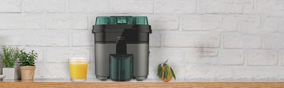 Електрична соковижималка для цитрусових Cecotec EssentialVita Twice Black, 90 Вт, подвійний прес, фільтр для м'якоті, склянка 500 мл, придатна для миття в посудомийній машині