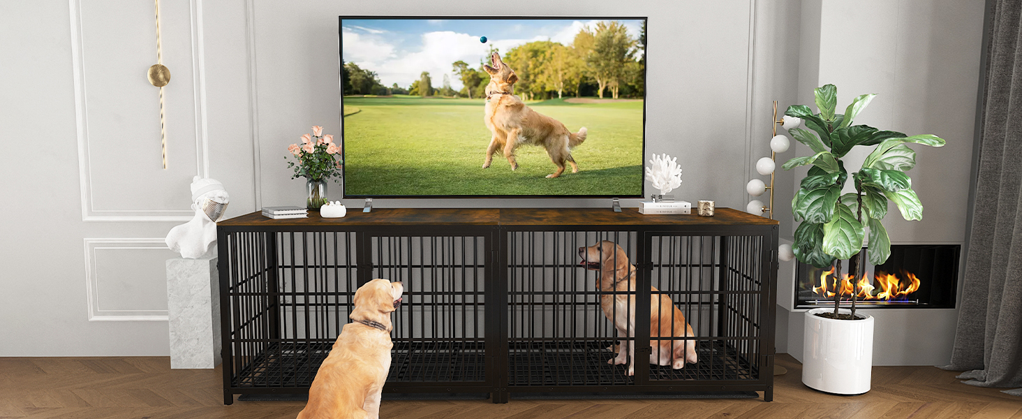 BingoPaw Клітка для собак Holz Indoor: Клітка-шафа для собак з трьома дверцятами та знімним піддоном - Будка для собак маленьких порід, цуценят, розмір M 78x56x65 см, Білий