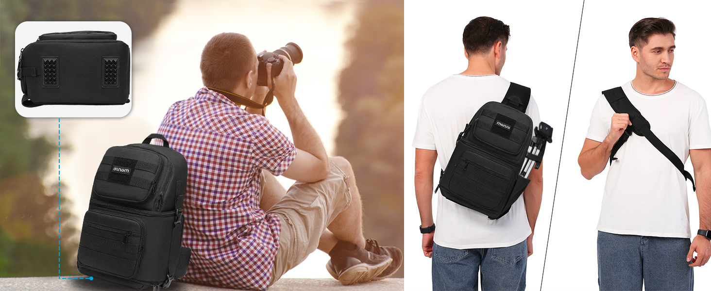 Сумка для камери MOSISO: тактична через плече для DSLR/SLR/беззеркальних камер з тримачем для штатива та знімними модулями (сумісна з Canon, Nikon, Sony, Fuji)