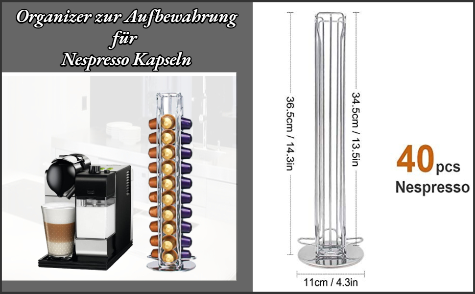 Тримач для капсул Nespresso Wdmiya (40 шт), обертовий | Організатор для зберігання капсул кави | Подарунок