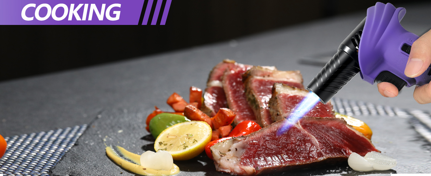 Бутанна запальничка-пальник Flambierbrenner: регульована полум'я, кут повороту 0–90°, безпечний замок, для паяння (зелено-чорний та фіолетово-чорний)