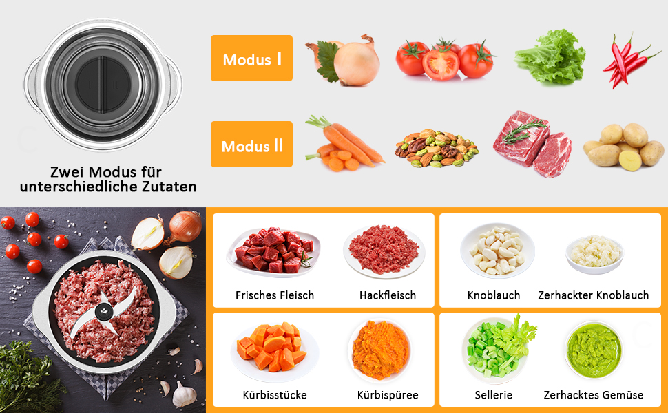 Електричний подрібнювач для кухні з нержавіючою сталею 1.2L, 400W, 4 леза