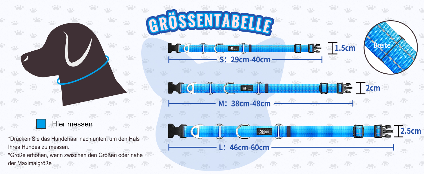 Нашийник для собак Martingale, світловідбиваючий, з зупиняючою функцією, для великих, середніх та маленьких собак, нейлон, блакитний, розмір L