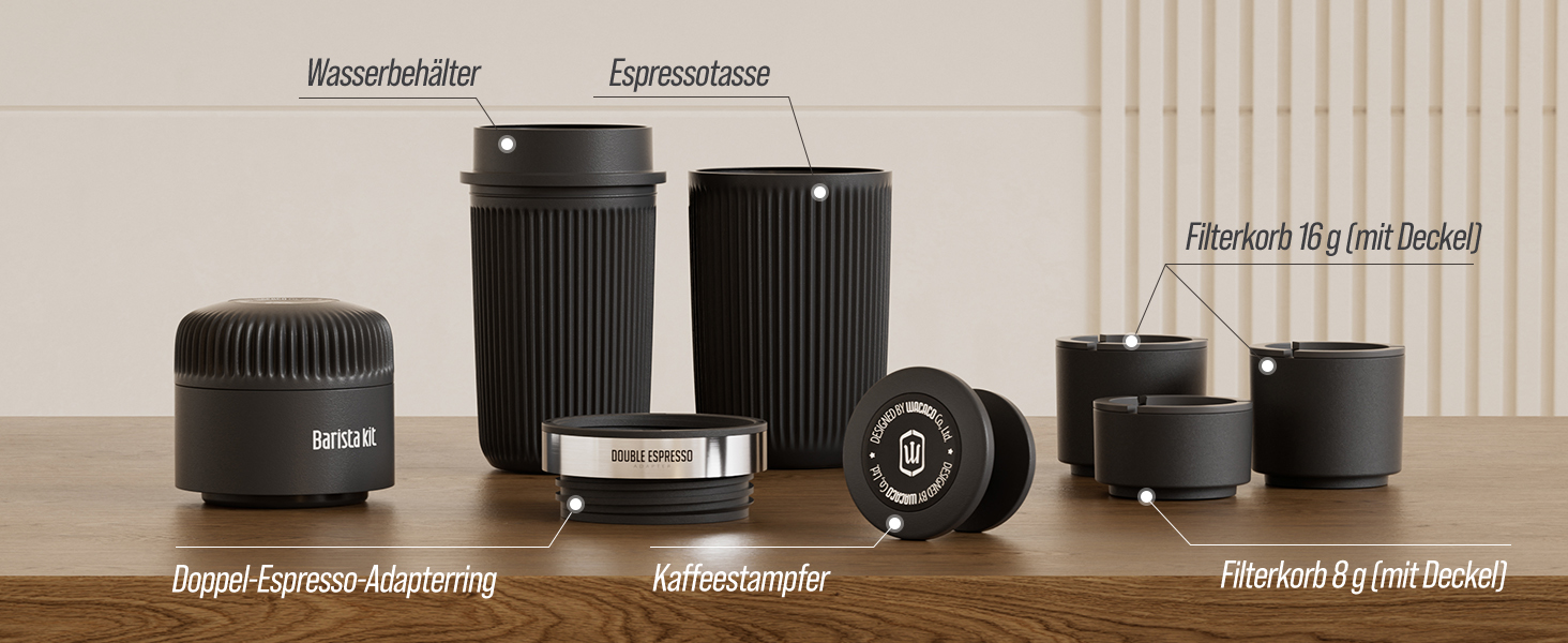 Набір бариста WACACO Nanopresso для портативної еспресо-машини, аксесуари для приготування подвійного еспресо та лунго