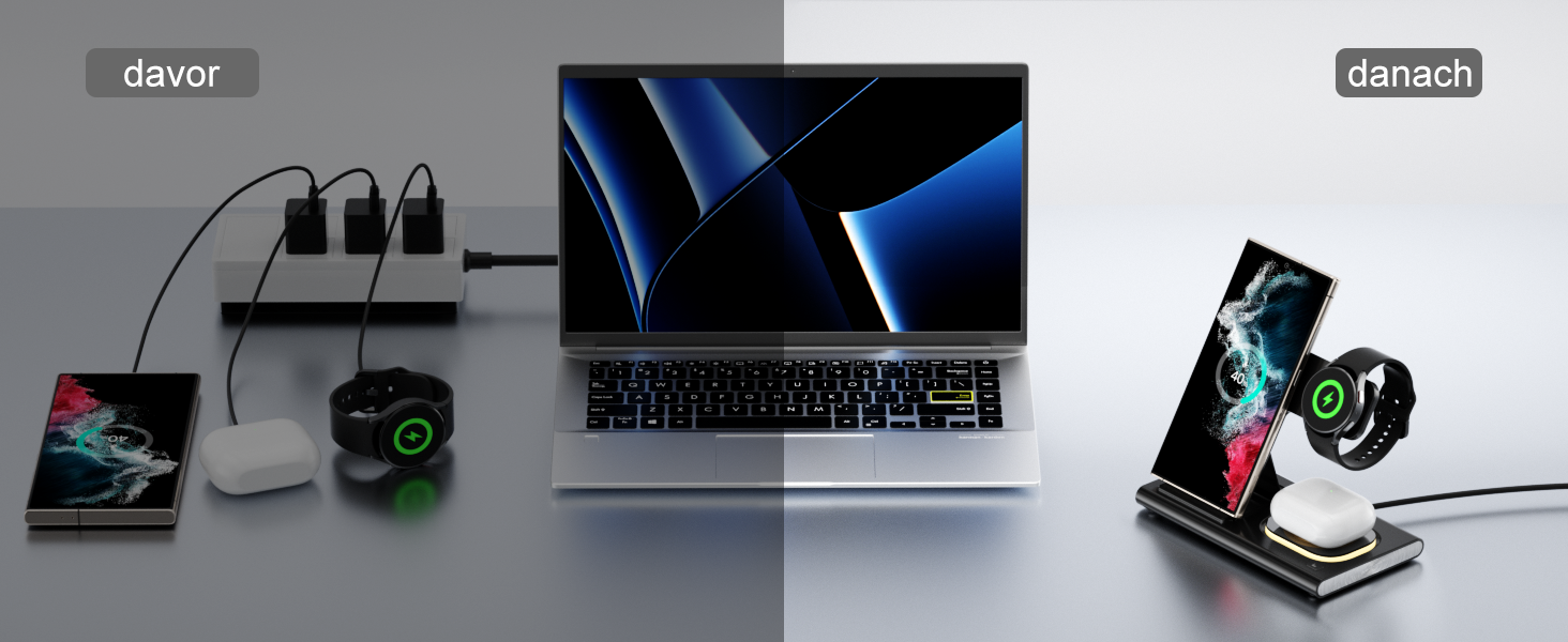 Бездротовий зарядний пристрій Aimtel 3-в-1: Samsung, Galaxy Z Fold/Flip/S серії, Galaxy Watch, Buds - Чорний