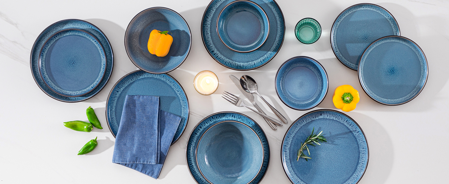 Набір мисок Vancasso PLAYA, 6 шт., кераміка, блакитний, для мюслі, супу, салатів, пасти