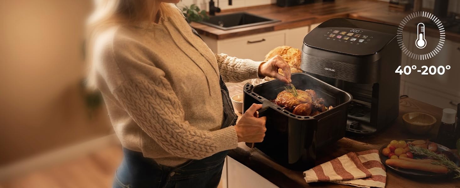 Фритюрниця-аерогриль Cecotec Cecofry & Grill Smokin' 6500 Plus 6.5л, 2200 Вт, з димогенератором, 10 програм, чорна
