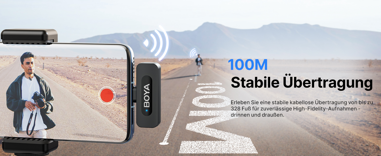 BOYA BY-V20 Бездротовий мікрофон-петличка для смартфона, iPhone, Android, USB-C, 48 КГц/16 біт, 9 годин роботи, шумозаглушення