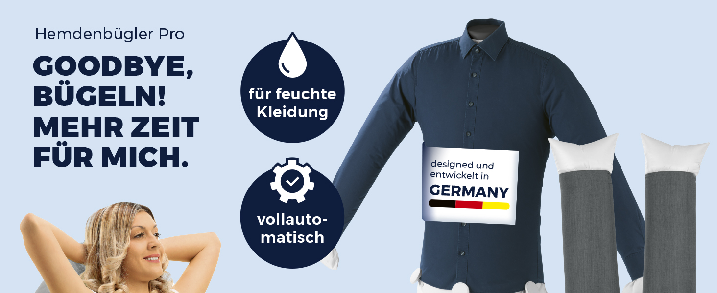 CLEANmaxx автоматичний випрямляч сорочок PRO з насадкою для штанів | Замінює праску, відпарювач, steamer | Пристрій для прасування з манекеном для сорочок, блузок та штанів | Інноваційний та ефективний Pro з насадкою для штанів, чорний