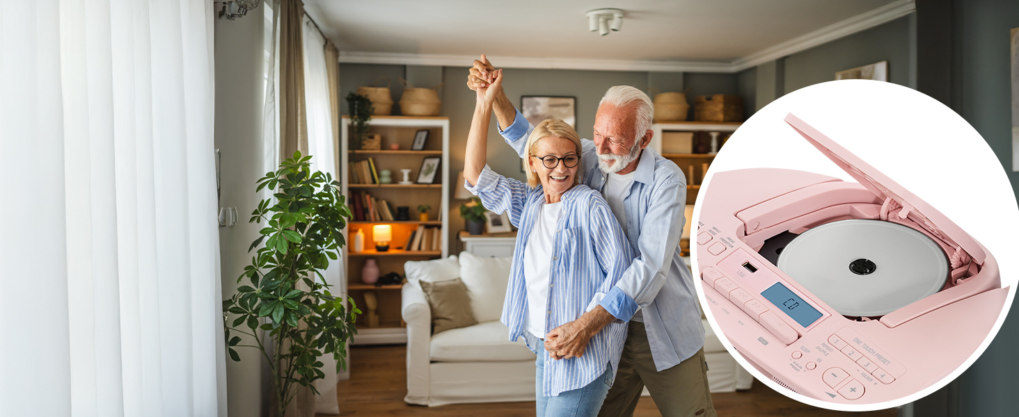 MEDION DRX-1 Plus Boombox: Портативна радіосистема з DAB+, Bluetooth, CD-плеєром, MP3, касетним провідником, AUX, акумулятором та мережевим живленням, зелений/рожевий колір