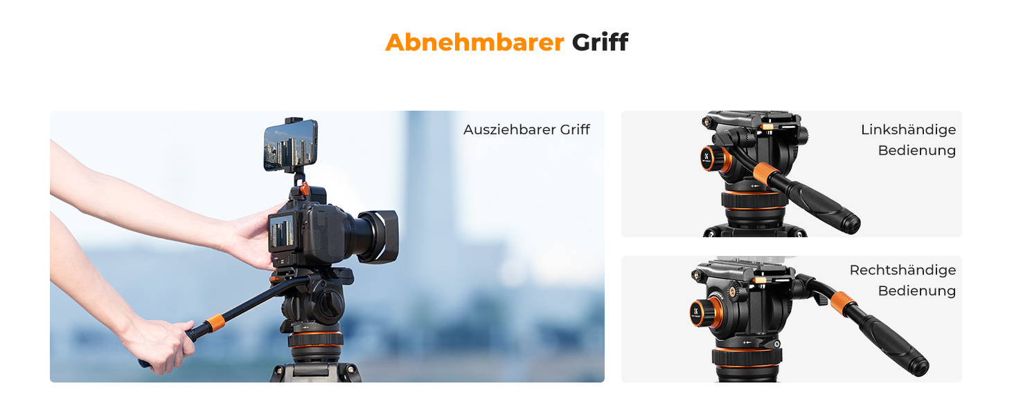 Штатив для камери K&F CONCEPT VA3+BV20: відео штатив з поворотним кріпленням, 184 см, для DSLR, відеокамер