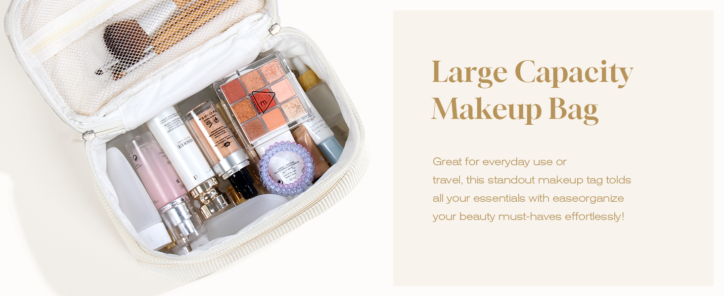 Набір косметичок 3 шт. з квітковим візерунком, жіноча косметичка для подорожей та повсякденного використання | Косметичка для макіяжу для жінок та дівчат (Бежевий)