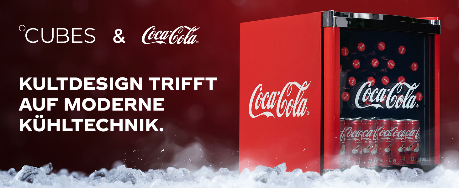 Міні-холодильник °CUBES Coca-Cola 48L з скляною дверцятами - для офісу, вечірок та геймінгу