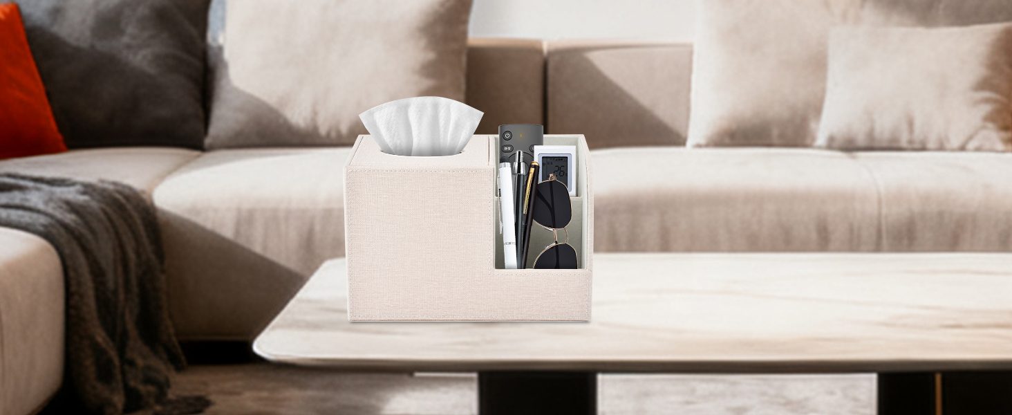 Організатор для серветок з шкіри, коробка для тканинних серветок, квадратна модель, тримач з пультом дистанційного керування, для ванної кімнати, авто, офісу, декору, бежевий