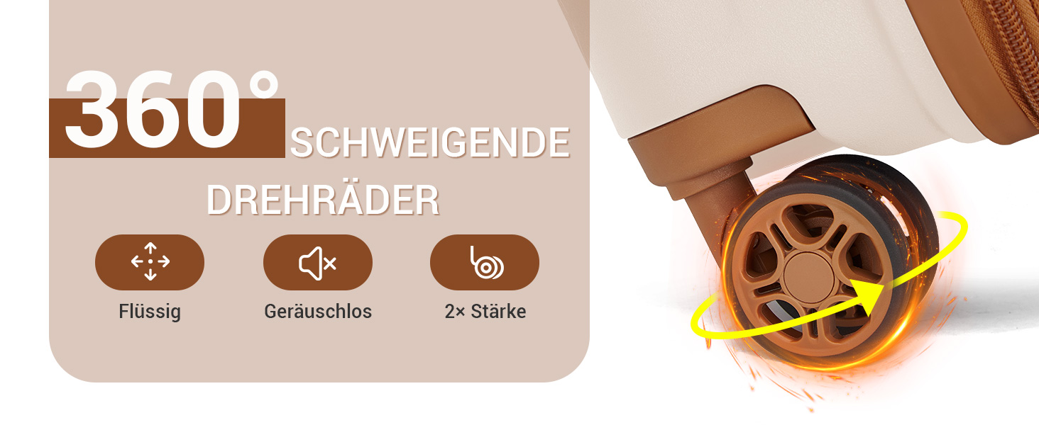 Великий валіза KONO з підсклянником, жорсткий корпус, легкий, поліпропілен, розширюваний, 4 колеса, TSA-замок, чорний/коричневий (кремовий/коричневий), XL