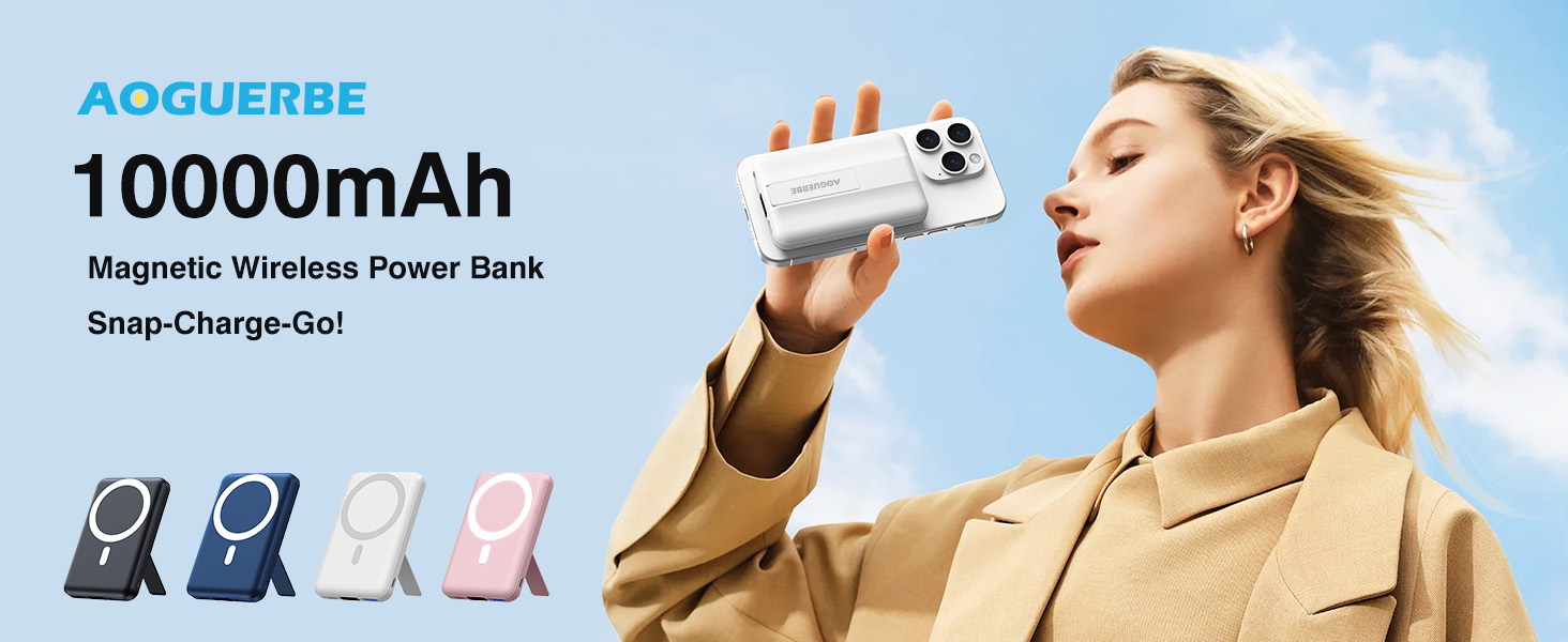 Powerbank AOGUERBE MagSafe 10000mAh з LED дисплеєм, PD 22.5W, для iPhone 17/16/15/14/13/12
