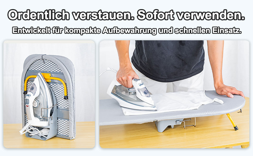 Настінна розкладна дошка для прасування Wandmontierbar з поворотним механізмом 180°, 92 x 31 см, чорна (сіра/жовта)