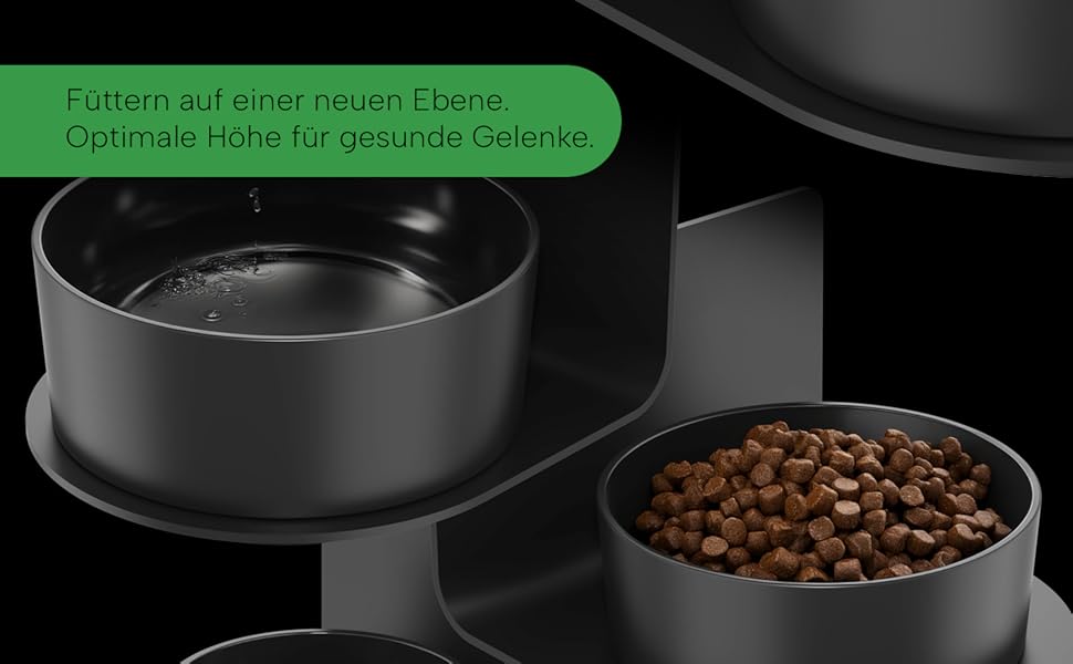 Миска для собак DRAIAX ElegantFeed M з кераміки – чорна, матова зовні, глянцева всередині