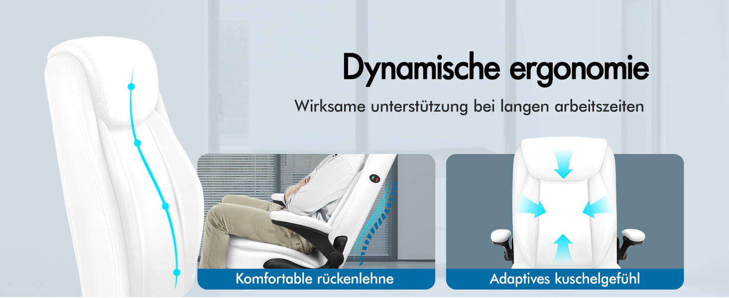 Офісне крісло ALFORDSON з регульованим нахилом 150°, обертання 360° та підставкою для ніг, PU-шкіра, чорний глянець (для дому та ігор)
