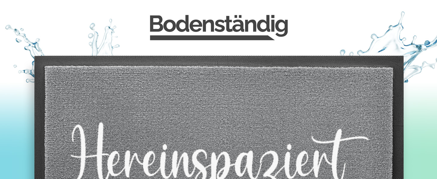 Килимок для дому Hereinspaziert 40x60 см: мийний, для порогу, з написом та серцем