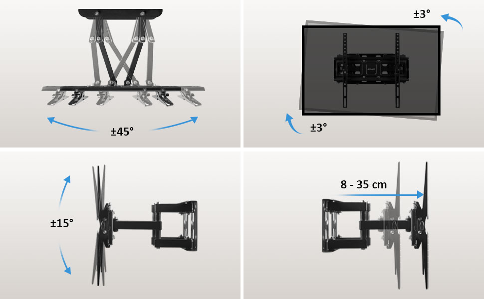 Кріплення для телевізора Ribelli® поворотне та нахильне, VESA 600x400mm, для 32-84 дюймів, до 50 кг, для телевізорів та моніторів (Flat & Curved)