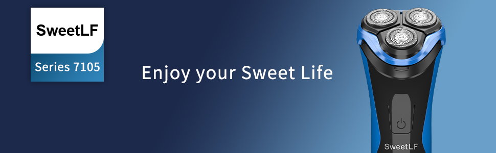 Електричний верстат для гоління SweetLF [2023 Neu] для чоловіків з 3D-поворотною головкою, LED-дисплеєм, IPX7 водонепроникністю та зарядним пристроєм (3 леза + 1 швидка зарядка, чорно-синій)