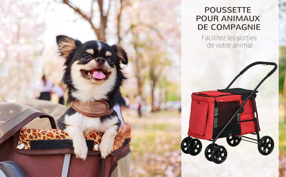 Дитяча візок для тварин PawHut: зручний, з гальмом, 600D Oxford, сталь, 102 x 62 x 105 см, червоний
