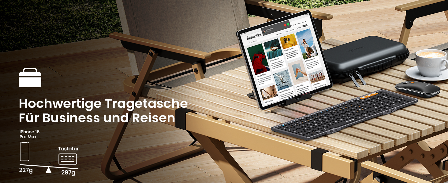 Бездротова клавіатура та миша ProtoArc XKM01, Bluetooth, QWERTZ, для iPad, Tablet, iPhone, Laptop, сірий колір